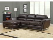 Monarch Specialties Dark Brown Bonded Leather Match Sofa Lounger I 8210BR