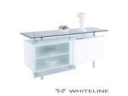 Whiteline Ema High Gloss White Buffet Top 1 2 Tempered Clear Glass