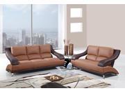 Global Furniture USA 982 2 Piece Leather Living Room Set in Brown Dark Brown