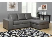 Monarch Specialties Charcoal Grey Bonded Leather Match Sofa Lounger I 8200GY
