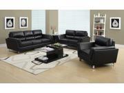 Monarch Specialties Black Bonded Leather 3 Piece Living Room Set