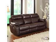 Homelegance Marille Double Reclining Sofa w Center Drop Down Cup Holders in Brown Leather