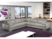J M Furniture Gary Italian Leather Sectional in Grey
