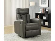 Monarch Specialties Charcoal Grey Bonded Leather Swivel Glider Recliner I 8087GY