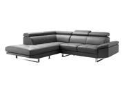 Moes Home Andreas Left Sectional in Grey Leather