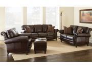Steve Silver Chateau 4 Pieec Living Room Set in Chocolate Brown Leather