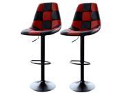 AmeriHome Black and Red Checkered Racing Bar Chairs [Set of 2]