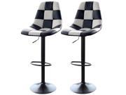 AmeriHome Black and White Checkered Racing Bar Chairs [Set of 2]
