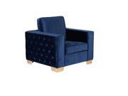 Armen Isola Chair In Blue Velvet With Gold Metal Legs
