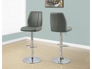 Monarch Specialties Barstool set Of Two Grey Chrome Metal Hydraulic Lift