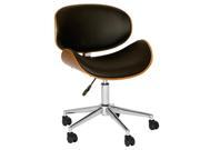 Armen Living Daphne Modern Chair In Black And Walnut Veneer Back and Chrome