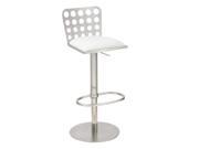 Armen Living Dune Contemporary Barstool In White and Stainless Steel