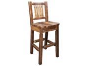 Montana Woodworks Homestead Standard Wooden Seat Barstool with Back Stained and