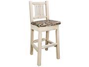 Montana Woodworks Homestead Upholstered Back Barstool with Back in Wildlife Read