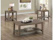 Monarch Specialties Dark Taupe Reclaimed Look Three Pieces Table Set I 7914P