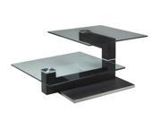 Pastel Janice Rectangular Glass Coffee Table in Stainless Steel Wenge Wood