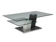 Pastel Kaffina Rectangular Glass Coffee Table in Stainless Steel Wenge Wood