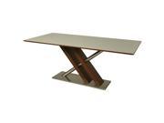 Pastel Charlize Rectangular Glass Top Dining Table in Stainless Steel Walnut