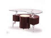 Global USA 288ME Glass End Table in Mahogany w Cappuccino Stools