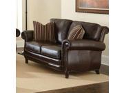 Steve Silver Chateau Loveseat in Antique Chocolate Brown Leather