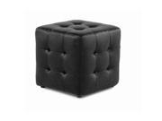 Diamond Sofa Zen Leather Tufted Cube Accent Ottoman in Black