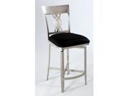 Chintaly Angelina Swirl Back Memory Swivel Stool In Black Micro suede Bar Stoo