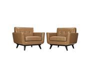 Modway Engage Leather Sofa Set In Tan