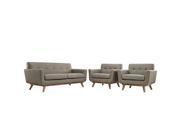 Modway Engage Armchairs And Loveseat Set Of 3 In Granite