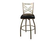 American Heritage Alexander Stool in Silver w Black Leather 26 Inch