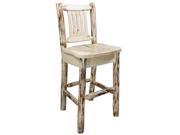 Montana Woodworks Montana Standard Wooden Seat Barstool with Back Lacquered