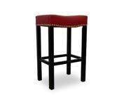 Armen Living Tudor Stool Red Bonded Leather With Chrome Nails 30 Inch