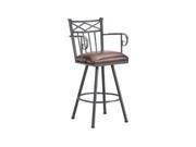 DFI Alexander Swivel Stool With Arms In Lamp Black With Alligator Brown Fabric