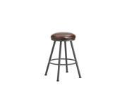 DFI Alexander Backless Swivel Stool In Lamp Black With Alligator Brown Fabric