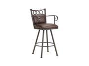 DFI Waterson Swivel Stool With Arms In Inca With Mayflower Cocoa Fabric Bar He