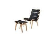 Mod Made Woven Lounge Chair and Ottoman In Black