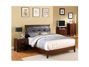 Furniture of America Faux Leather Tufted Bed In Brown Cherry California King