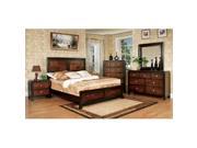 Furniture of America Double Deck Dresser and Mirror In Acacia Walnut