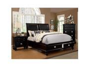 Furniture of America Contemporary Faux Leather Bed In Black Eastern King
