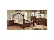 Furniture of America Iron Accent Bed In Antique Dark Oak Queen