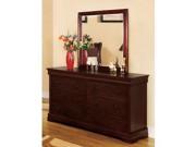 Furniture of America Transitional Dresser and Mirror Set In Cherry