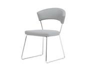 Whiteline Rosy Gray Leatherette Chrome Frame Dining Chair