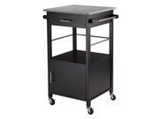 Winsome Wood Davenport Kitchen Cart with Granite Top In Black