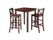 Winsome Wood Parkland 3 Pc High Table with 2 Bar V Back Stools