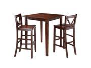 Winsome Wood Kingsgate 3 Pc Dining Table with 2 Bar V Back Chairs