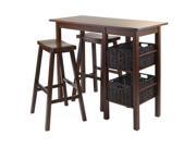 Winsome Wood Egan 5pc Breakfast Table with 2 Baskets and 2 Saddle Seat Stools