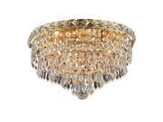 Lighting By Pecaso Karci Collection Flush Mount D14in H9in Lt 4 Gold Finish Sw