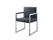 Whiteline Imports Rectangulo Dining Chair Leatherette Stainless Steel Legs Gre