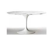 Fine Mod Imports Flower Round Marble Top Dining Table in White 48 Inch