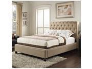 Standard Furniture Stanton Upholstered Platform Bed in Light Brown Linen Fabric