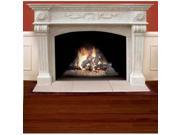 American Gas Log Palermo Thin Cast Stone Mantel In Almond Solid Hearth With Li